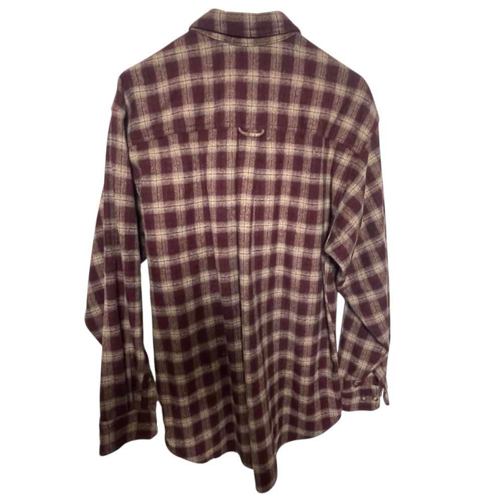 Vintage 80s-2000 Woolrich Burgundy and Cream Heavy Flannel Board Shirt Men’s M - Picture 3 of 7
